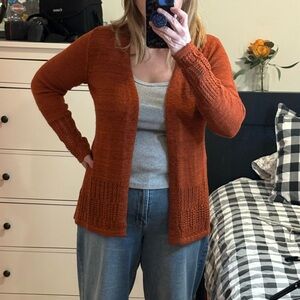 Women's Burnt Orange Open-Front Cardigan